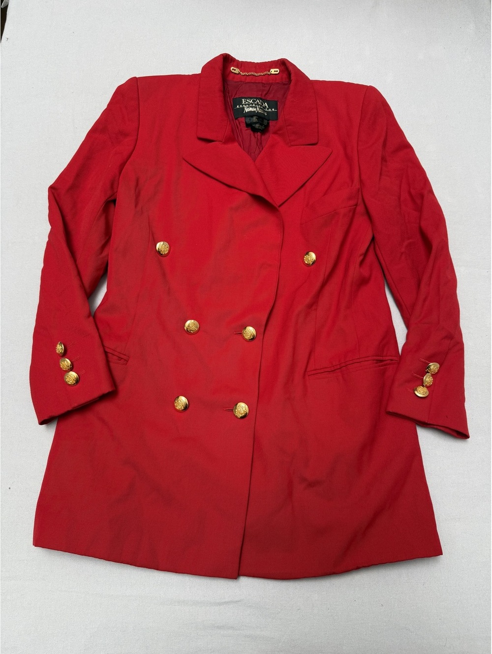 Vintage 80s Escada Blood Red Wool Blazer Neiman Marcus - 40